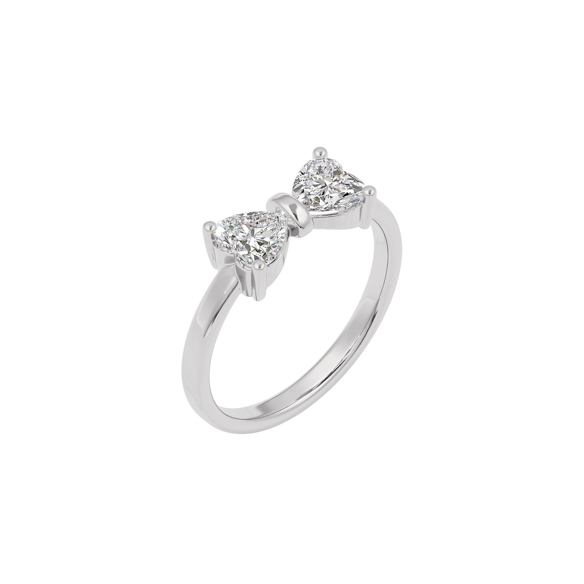 Crescent Heart Diamond Ring 18 KT / White Gold / 22