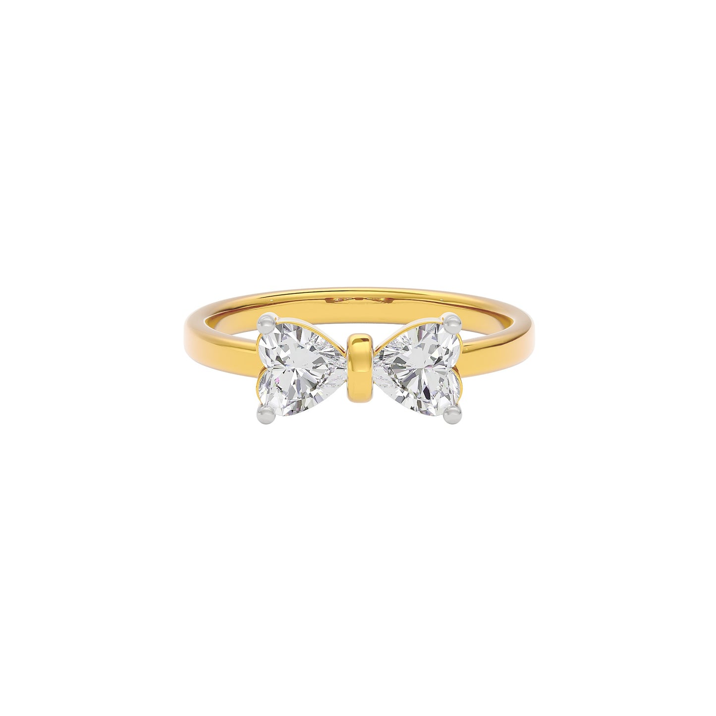 Crescent Heart Diamond Ring 18 KT / Yellow Gold / 22
