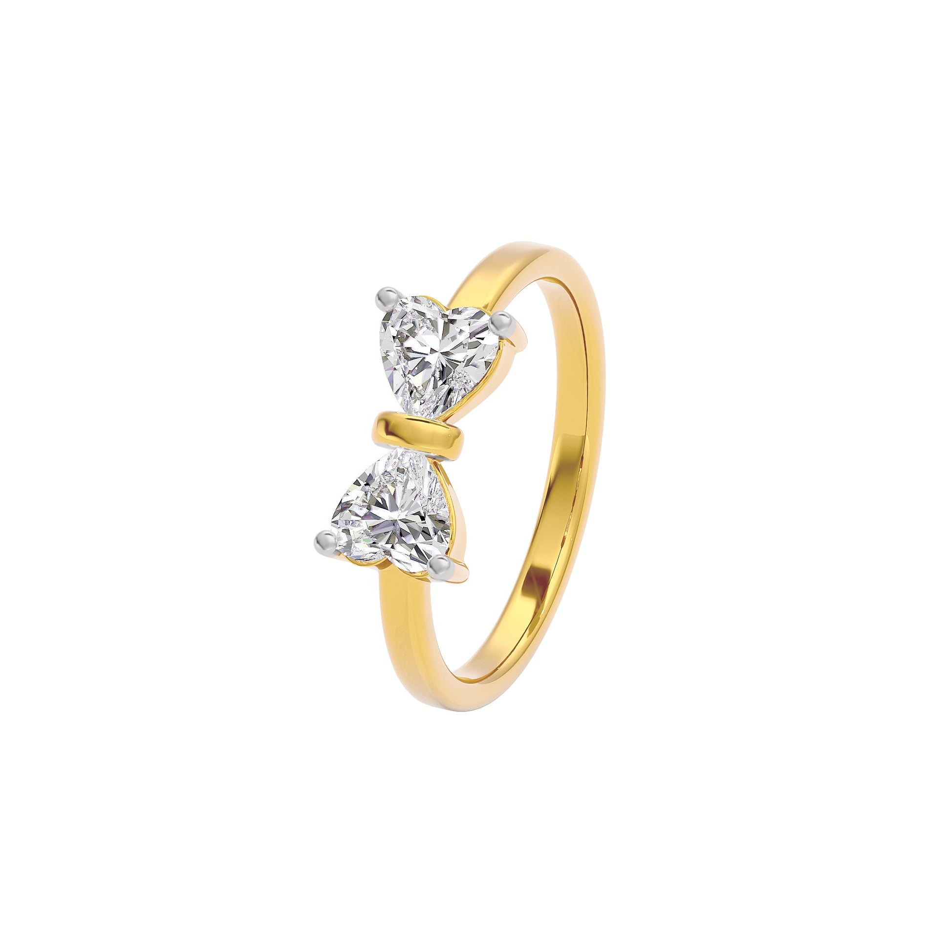 Crescent Heart Diamond Ring 18 KT / Yellow Gold / 22