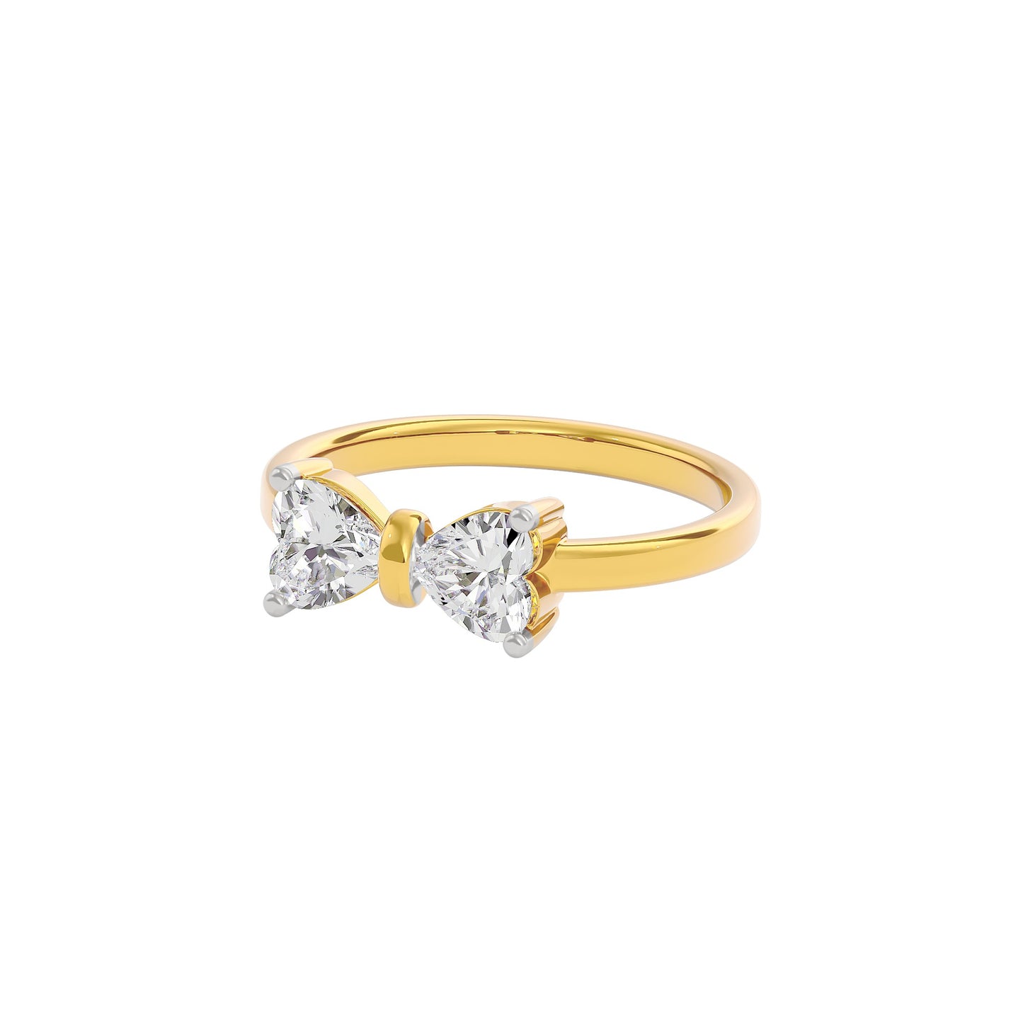 Crescent Heart Diamond Ring 18 KT / Yellow Gold / 22