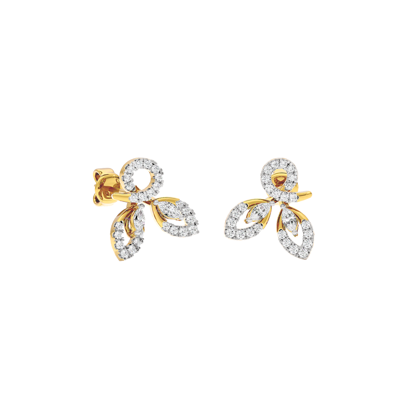 Tri-Petal Shine Diamond Earrings