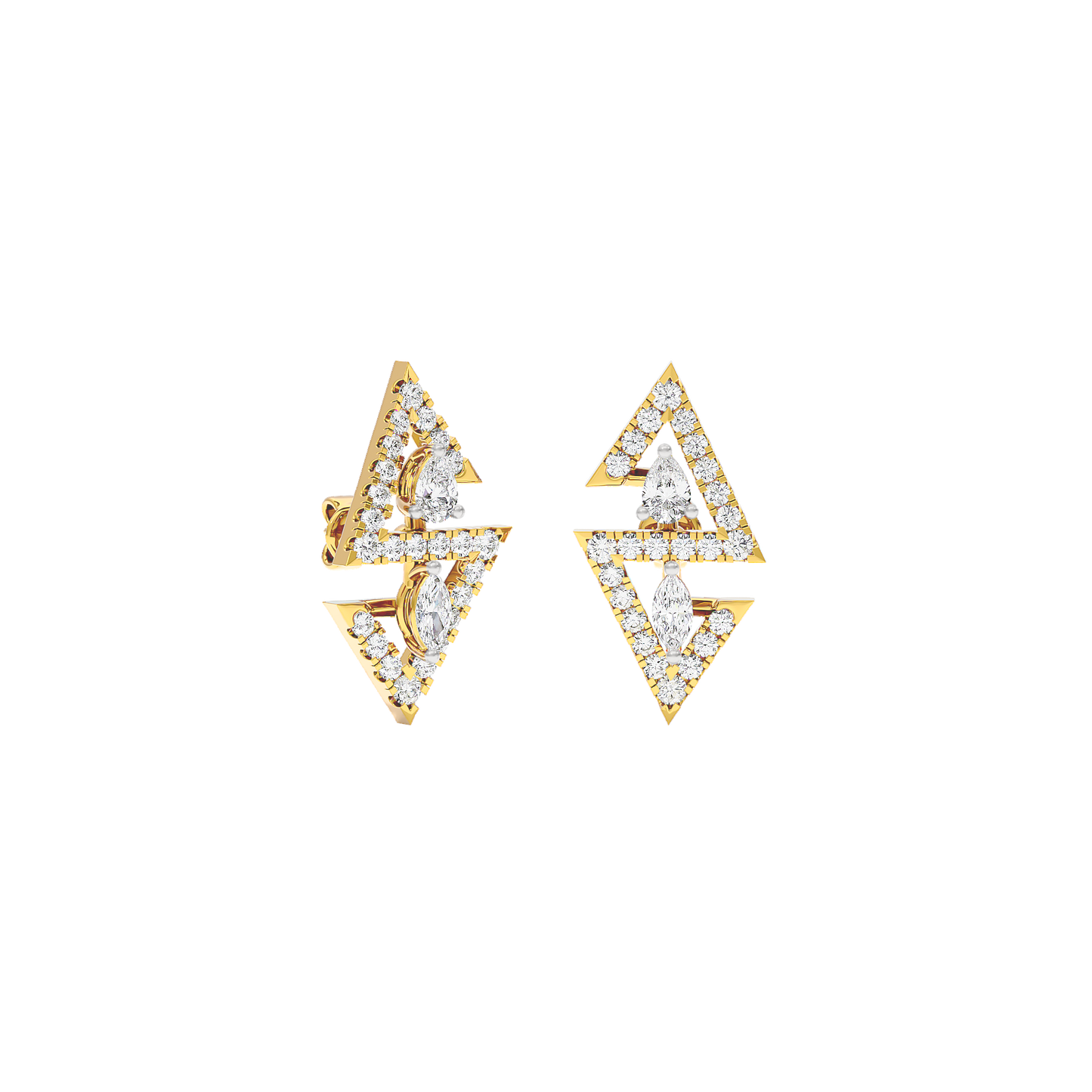 Angular Spark Two Tone Diamond Earring