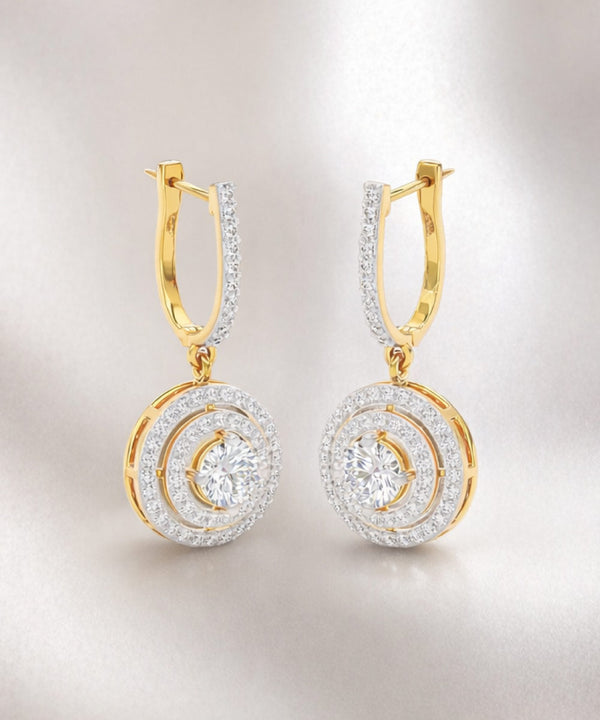 Round Solitaire Radial Diamond Earrings