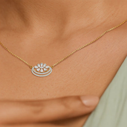 Floral Orbit Diamond Chain Necklace