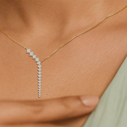 Luminous One Liner Y Diamond Chain Necklace