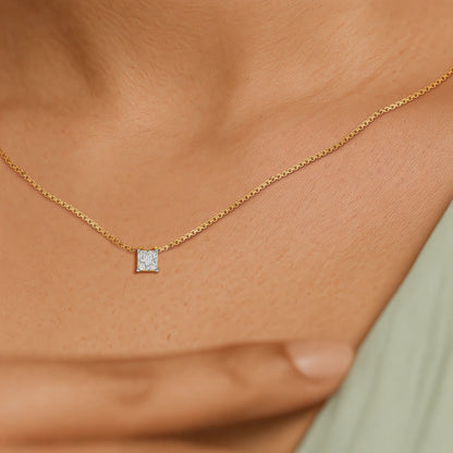 Prism Princess Solitaire Diamond Chain Necklace