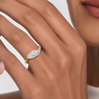 Iridescent Twirl Leaf Diamond Ring