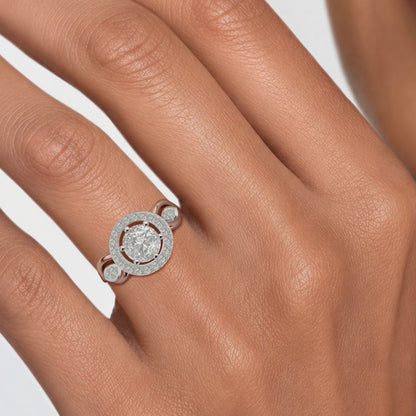 Leafy Marquise Round Solitaire Diamond Ring